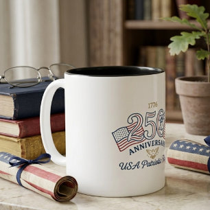 Vintage USA Patriotiska Flaggor & Liberty Bell Cla Två-Tonad Mugg