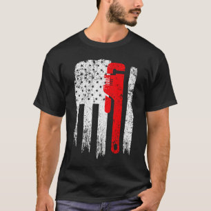 Vintage USA Red White Plumber American Flagga T Shirt