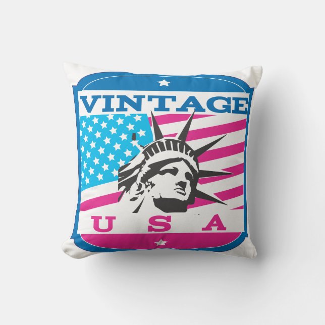 Vintage USA Retro Badge Kudde (Framsida)