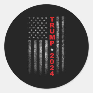 Vintage USA:s amerikanska Flagga Trump 2024 Valkam Runt Klistermärke