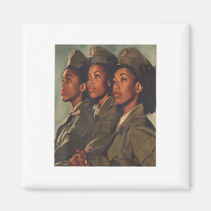 Vintage USA:s armé Black Sisterown Women Soldiers Magnet