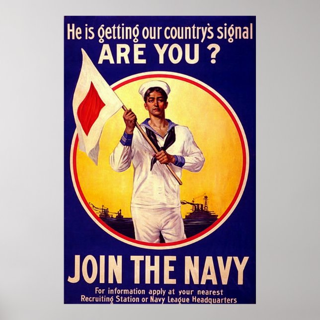Vintage USA:s flotta ~ WW1 Poster (Framsidan)