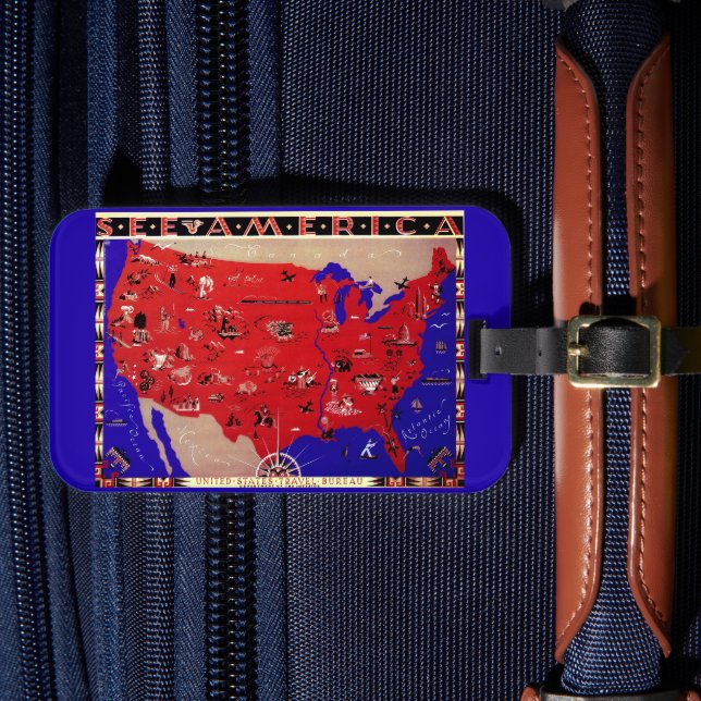Vintage USA:s resebyråkarta Bagagebricka (Framsida Insitu 4)