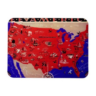 Vintage USA:s resebyråkarta Magnet