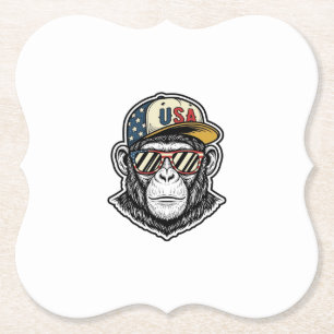 Vintage USA-Schimpans Patriotiska Solglasögon Tröj Underlägg Papper