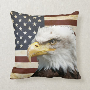 Vintage USA USA flagga med Amerikanska Eagle Kudde