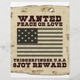 Vintage USA Wanted: Wanted: Peace or Kärlek Design