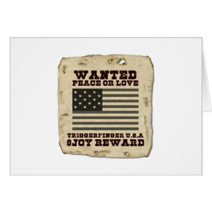 Vintage USA Wanted: Wanted: Peace or Kärlek Design Hälsningskort