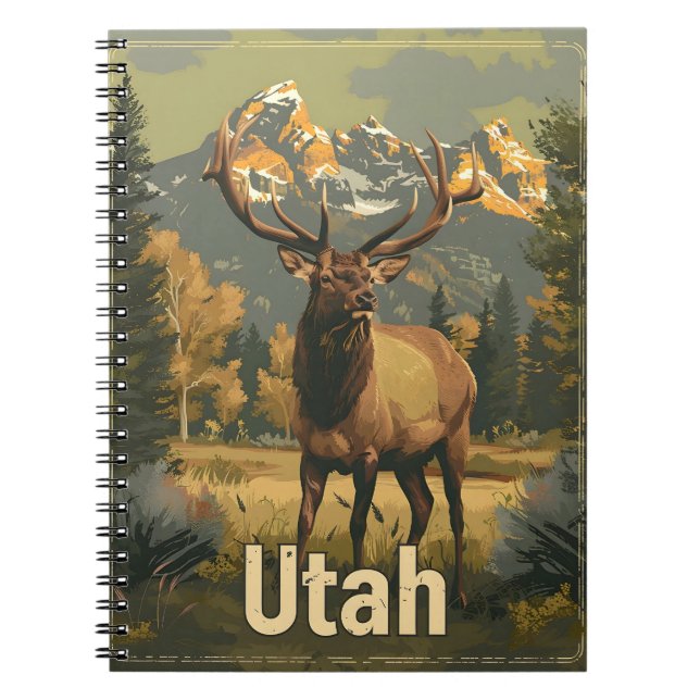 Vintage Utah Elk Anteckningsbok (Framsidan)