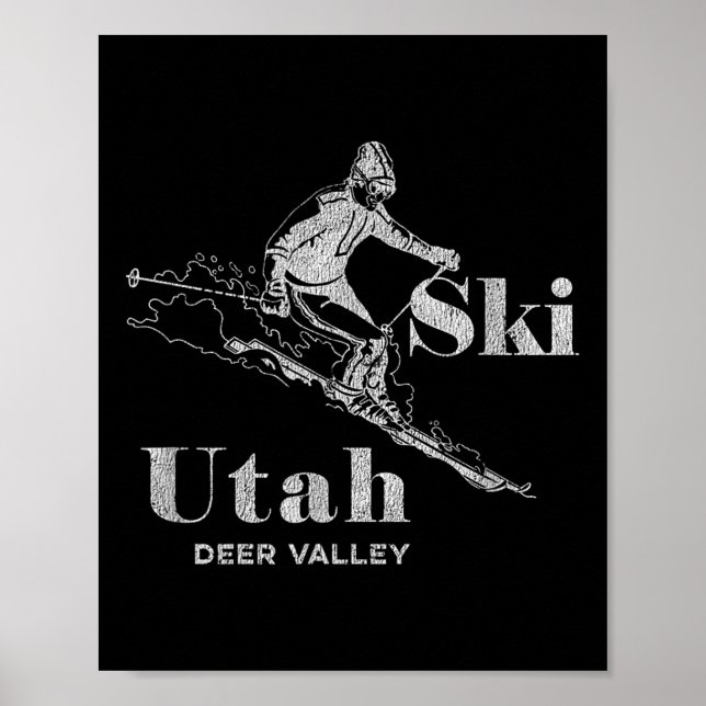 Vintage Utah Hjort Valley Skiing Tee Poster (Framsidan)