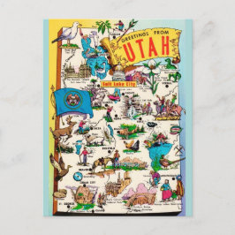 Vintage Utah-karta Vykort