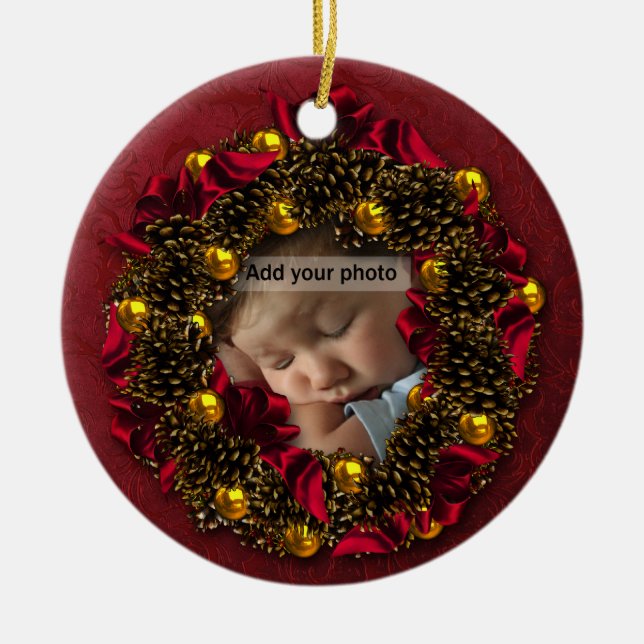 Vintage Utandning Foto jul Ornament (Framsidan)