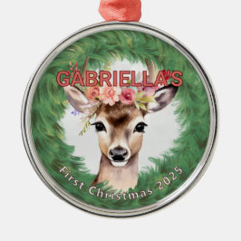 Vintage Utandning med Hjort Julgransprydnad Metall