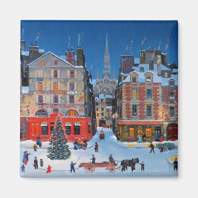 Vintage utanför julscenen magnet (Framsidan)