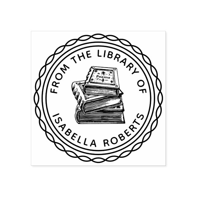 Vintage-utdragen Bok-runda från Bibliotek av Stämpel (Tryck)