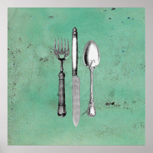 Vintage Utensil Art Poster