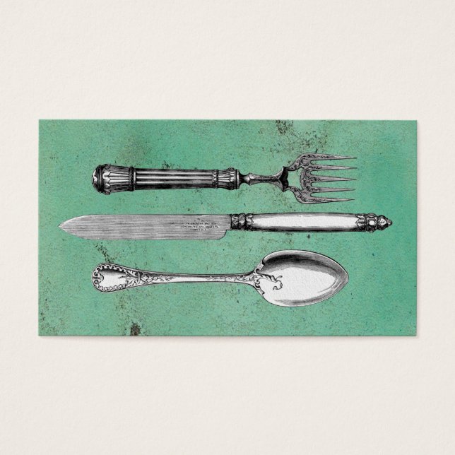 Vintage Utensil Art Visitkort (Framsidan)