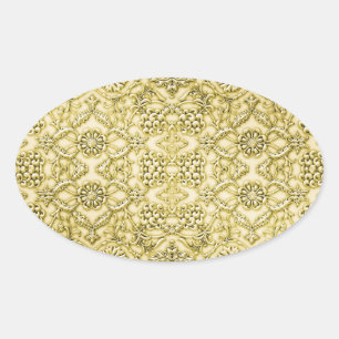 Vintage utföra i relief metalliskt guld ovalt klistermärke