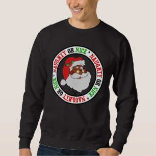 Vintage utformade svart Santa avbildar Lång Ärmad Tröja