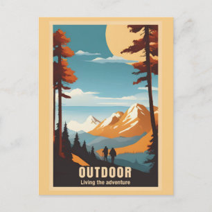 Vintage utomhus Hiking Natur Äventyr Vykort