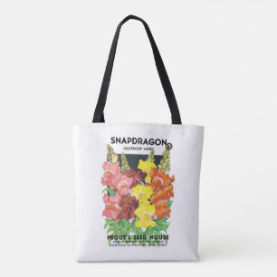 Vintage utsädespaket etikett konst, Drakblommor Tygkasse