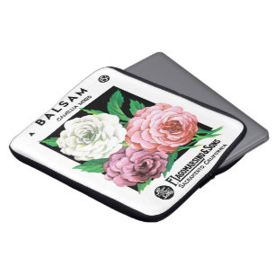 Vintage utsädespaket etikett konst, Kamelia blommo Laptop Sleeve