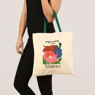 Vintage utsädespaket etikett konst, Petunia blommo Tygkasse