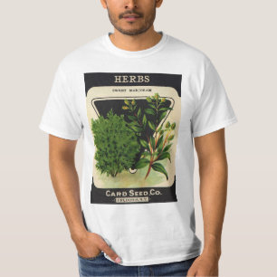 Vintage utsädespaket etikett konst Söt Mejräm Örte T Shirt