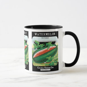 Vintage utsädespaket etikett konst, vattenmeloner  mugg