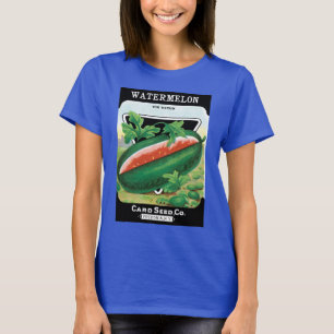 Vintage utsädespaket etikett konst, vattenmeloner t shirt