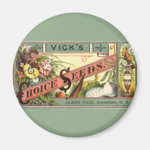 Vintage utsädespaket etikett konst, Vick's Choice Magnet