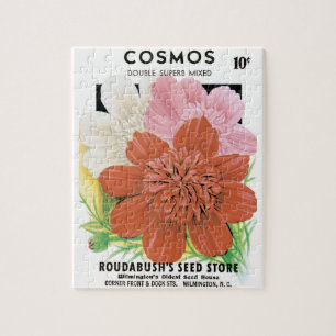 Vintage utsädespaket konst, Cosmos trädgårdsblommo Pussel