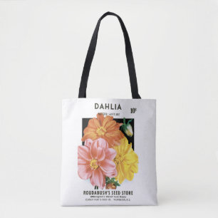 Vintage utsädespaket konst, Dahlia trädgårdsblommo Tygkasse