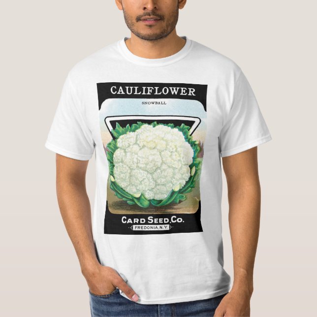 Vintage utsädespaketets etikettkonst, blomkål grön tee (Framsida)