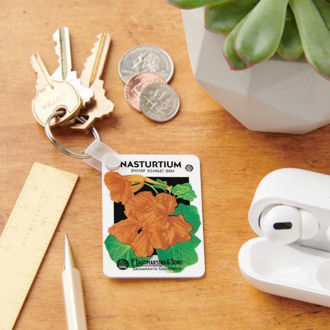 Vintage utsädespaketets etikettkonst, Nasturtium b Nyckelring (Skrivbord)