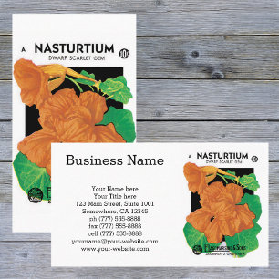 Vintage utsädespaketets etikettkonst, Nasturtium b Visitkort