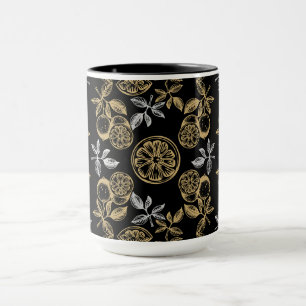 Vintage utskrift av botaniskt Guld och Silver Mugg