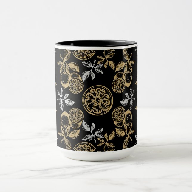 Vintage utskrift av botaniskt Guld och Silver Mugg (Center)