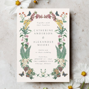 Vintage utsmyckad blomster QR-kod bröllopsinbjudan Inbjudningar