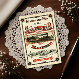 Vintage utsmyckad Cincinnati tågsträcka reklam Vykort