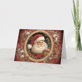 Vintage utsmyckad jul tomte jul helgkort