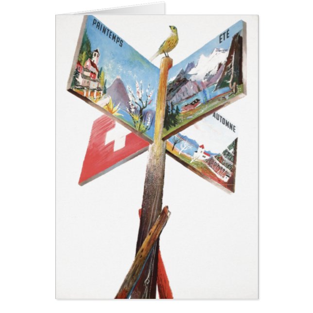 Vintage Vacation i Schweiz Hälsningskort (Framsidan)