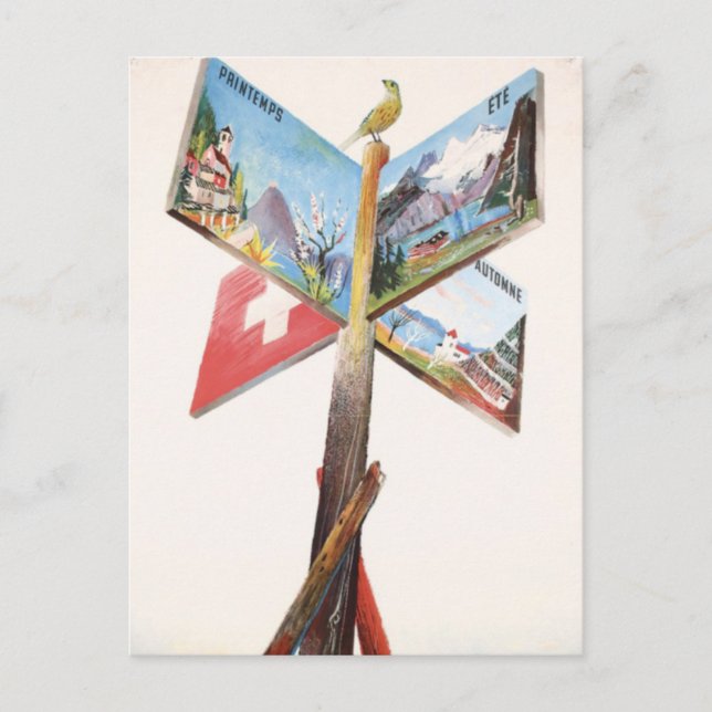 Vintage Vacation i Schweiz Vykort (Framsida)