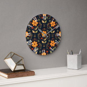 Vintage - vacker Blommigt Modern Collection Stor Klocka