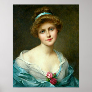 Vintage Vacker Dam Grönt Dress Poster