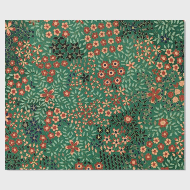 Vintage vacker japansk blommönster presentpapper (Platt)