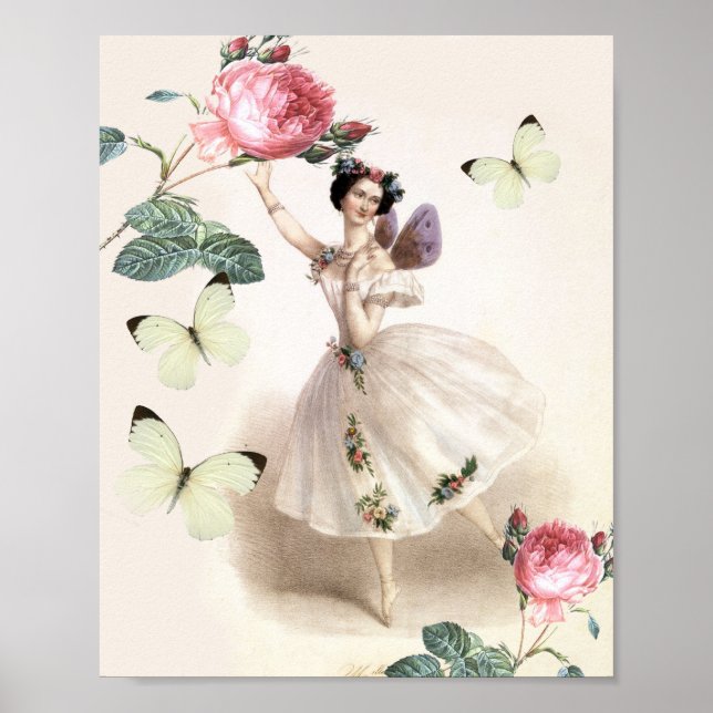 Vintage Vacker Sagolik Ballerina Tjej Poster (Framsidan)