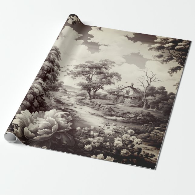 Vintage Vacker Toile Presentpapper (Utrullad)