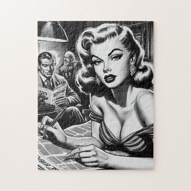 Vintage Vacker Woman Illustration Pussel (Vertikal)