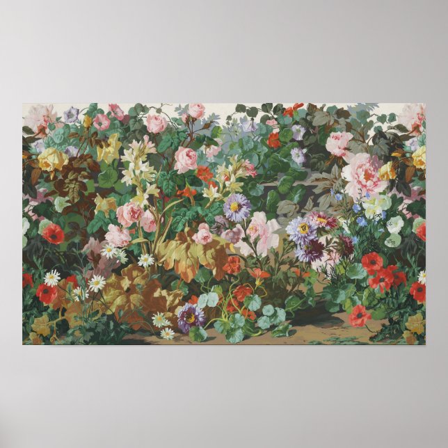 Vintage vackra färgglada blommor blomster målning poster (Framsidan)